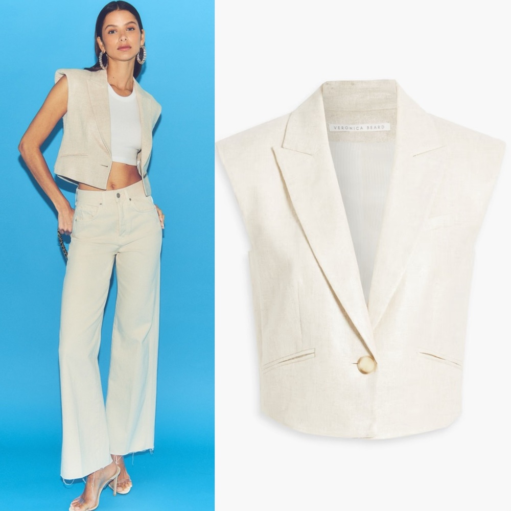 VERONICA BEARD Baxley linen-blend vest